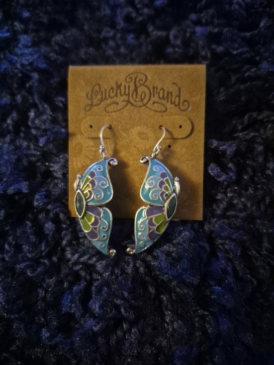 Lucky Brand Jewelry - Lucky Brand Teal, Blue & Green Butterfly Hoop Dangle Earrings